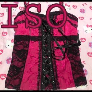 Pink and black tripp nyc corset